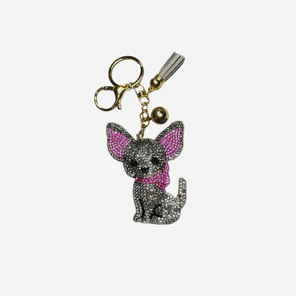Sparkling Chihuahua Keychain with Pink Accents - Picture 5 of 5